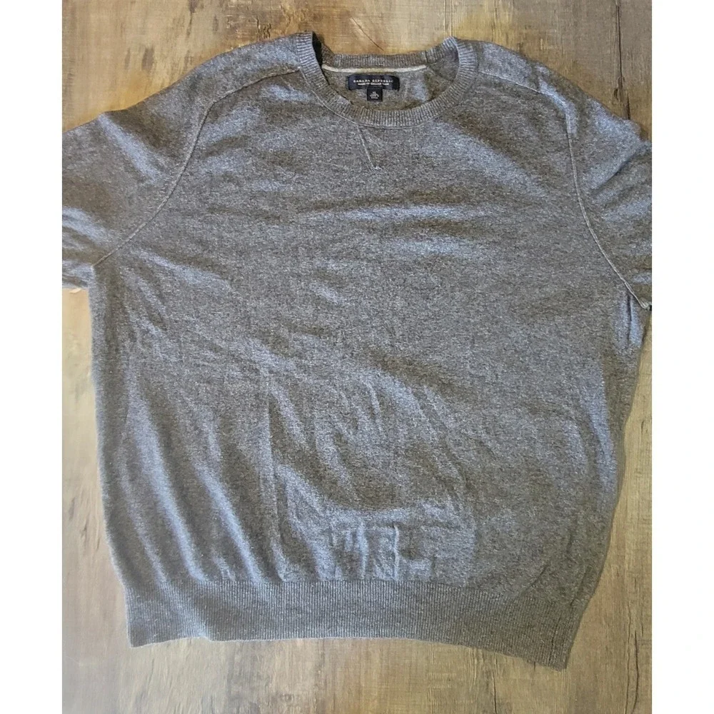 Banana Republic Men's XL Wool Cashmere Blend Crewneck‎ Gray Pullover Sweater EUC